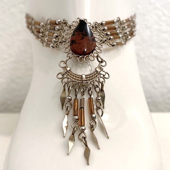 Jewelry - Silver and Brown Beaded Multi-strand Anklet